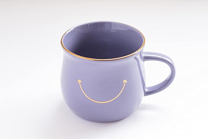 Elegant Gold-Accented Smiley Face Ceramic Mug - 13 Oz, Unique & Thoughtful Gift for Coffee Lovers, Eco-Friendly, Durable - Ideal for Home or Office