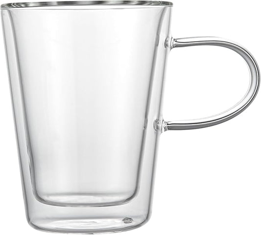 Restaurantware Glass Espresso Cups 5 Count 12 Ounces Borosilicate Double Wall Glass Coffee Mugs Insulated Clear Tea Drinkware for Hot or Cold Beverages
