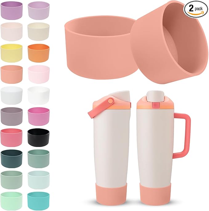 2PCS Silicone Boots for Owala 30oz & 40oz FreeSip Sway Bottles & Tumblers – Non-Slip, Scratch-Resistant, Stability Enhancer for Owala Accessories (Sparkling Sherbet)