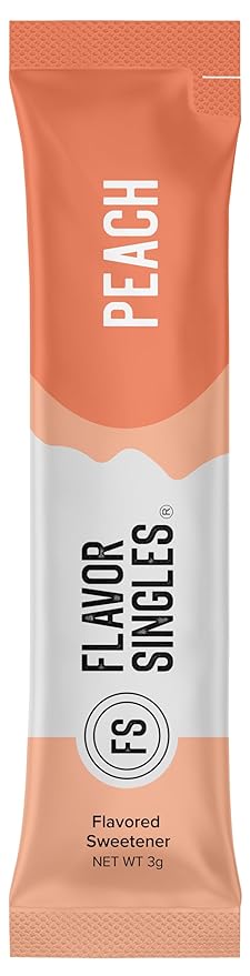 Flavor Singles Peach Powdered Sweetener Packets for Tea, Travel Ready Single-Serve Syrup Alternative, 30 Count (Pack of 1)