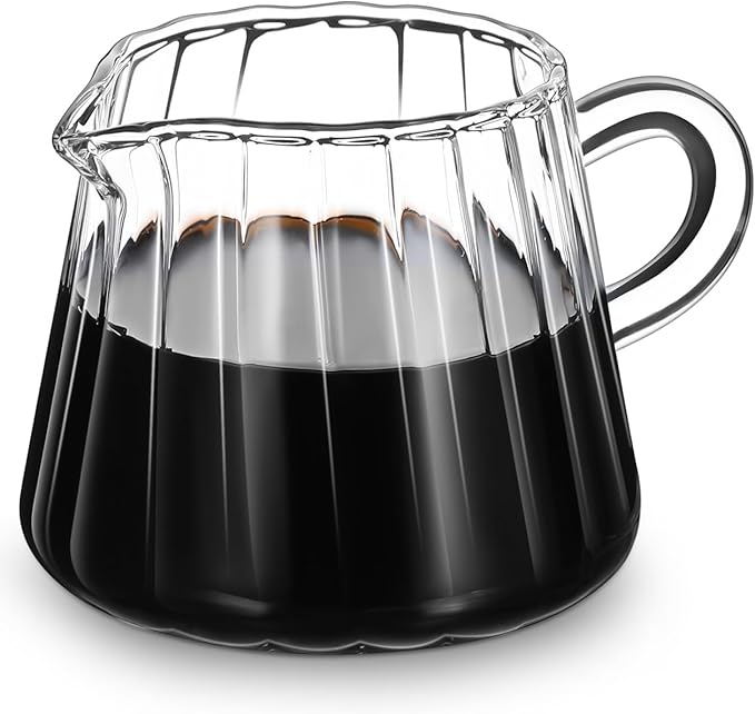 Glass Milk Frothing Pitcher 6.76Oz Clear Creamer Jug for Coffee Tea Serving Home and Restaurant Use