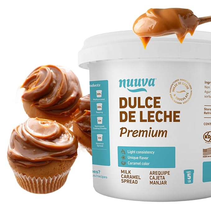 Nuuva Foods Premium Dulce de Leche – Authentic Creamy Caramel Spread – Perfect for Desserts, Baking, and Spreading, Caramel, Carmel Syrup, Dulce De Leche Syrup - 5 lbs
