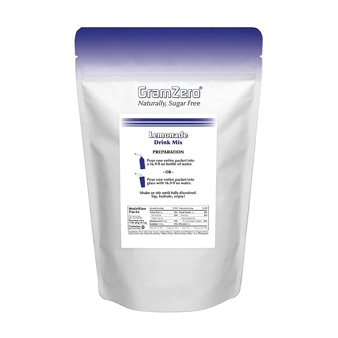 GramZero 2GO Sticks - Lemonade, Zero Calorie Sugar Free Drink Mix, Stevia Sweetened, Great For Nutrition Club Loaded Tea To Go Kits