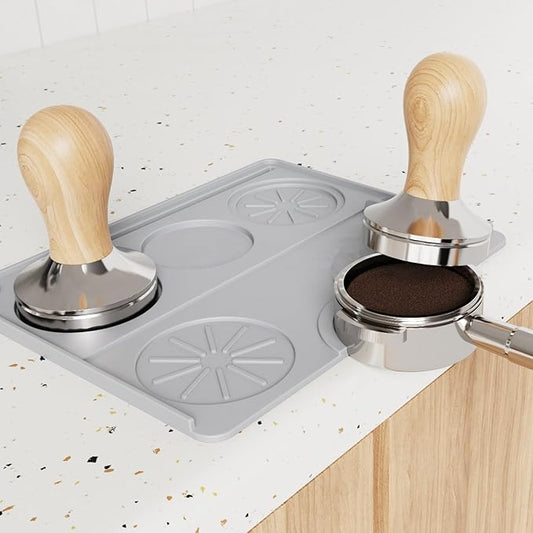 Espresso Tamping Mat, Coffee Tamper Mat, Espresso Mat for Counter, Silicone Tamper Mat, Food-grade, Non-Slip, Waterproof, Heat Resistant (Black, 9.84''x7.87'')