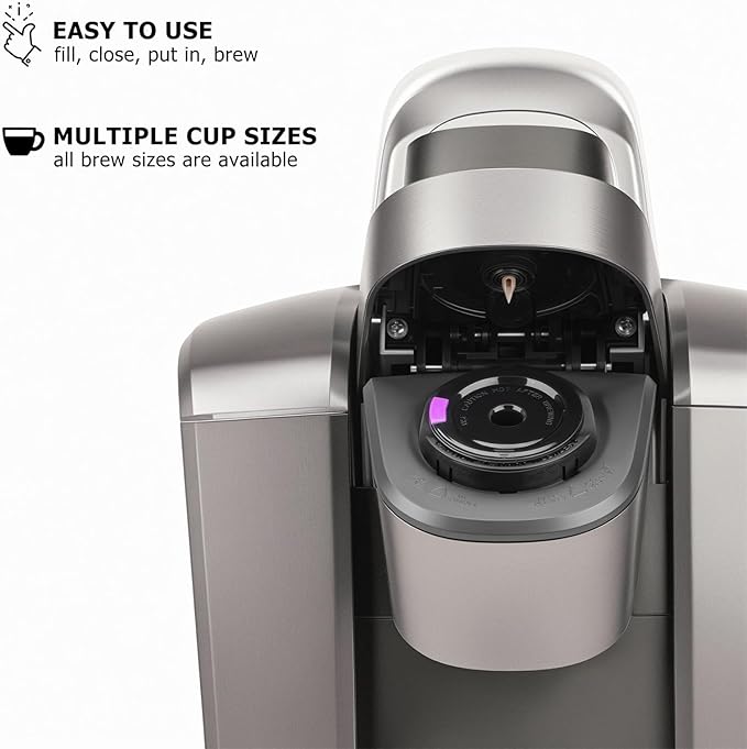 Reusable K Cups for Keurig K Elite, K Classic, K Compact, K Latte, K Duo and All 2.0 & 1.0 Coffee Makers, 2 Pack K Cup Coffee Filters - Black