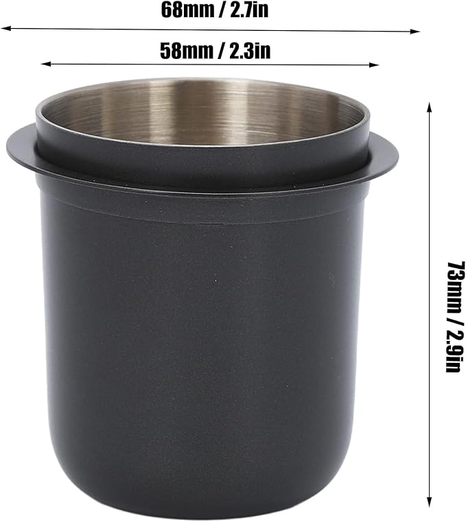 Premium Stainless Steel Coffee Dosing Cup, 58mm Compatible with Portafilters, Black Gray Finish for Espresso and Cafe Use