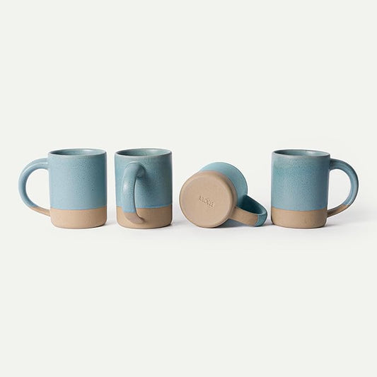 MORA Medium Mugs Set of 4, 16oz Ceramic Pottery Latte Mugs/Coffee Cups - Microwave and Dishwasher Safe - Iris