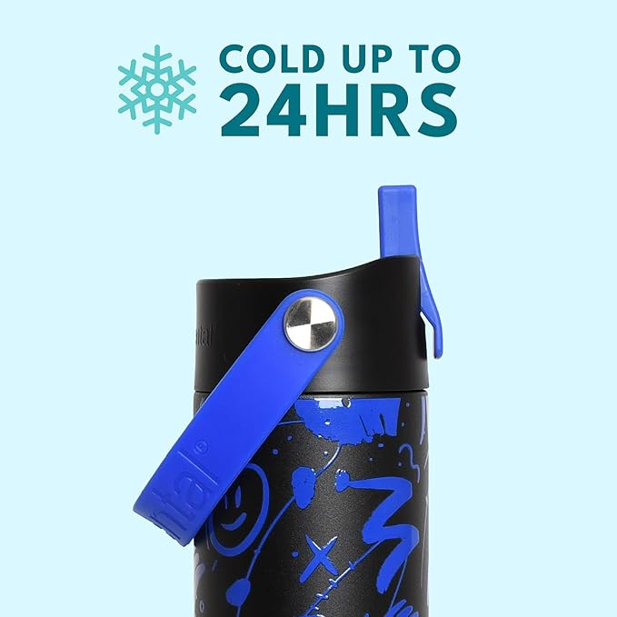 Elemental 24oz Insulated Water Bottle with Straw - 100% Leak-Proof Stainless Steel Core Water Bottles for Travel, Sports and Gym - Double Wall Insulation & BPA Free - Freestyle