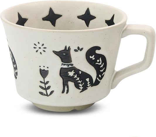 LINVIA Ceramic Coffee Mug, 12 oz Novelty Unique Teacup with Handle, Stoneware Cup for Tea Mocha Latte Cappuccino Espresso (Fox)
