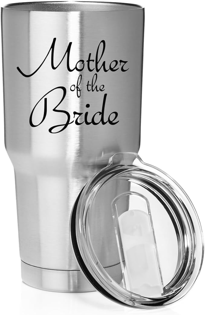 Smooth Body Tumbler Stainless Steel Vacuum Insulated Travel Mug Cup Gift Mother Of The Bride (Stainless Steel, 30 oz)