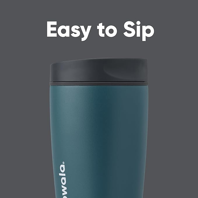Owala SmoothSip Slider Insulated Stainless Steel Coffee Tumbler, Reusable Iced Coffee Cup, Hot Coffee Travel Mug, BPA Free 12 oz, Grey/Blue (High Dive) | SmoothSip, Slider, Insulated, Reusable, Iced Coffee Cup