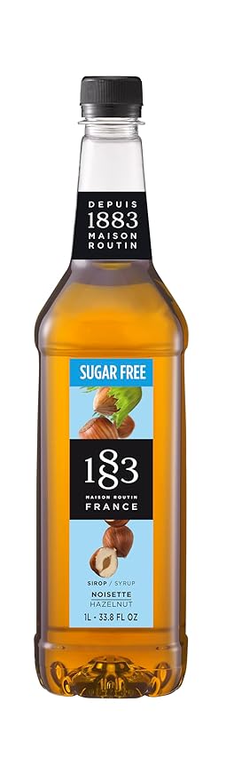 1883 Maison Routin Syrup for Drinks, Made In France (Sugar-Free Hazelnut Plastic, 1 Liter)