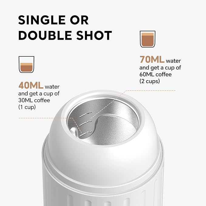 Portable Electric Espresso Machine Self-heating with USB-C, 12V 7500mAh Rechargeable Travel Coffee Maker for Camping Hiking Office Car 19 Bar Compatible with NS Capsules & Ground Coffee