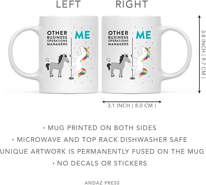 Andaz Press Funny Quirky 11oz. Ceramic Coffee Tea Mug - Thank You Gift, Business Operations Manager, Horse Unicorn, 1-Pack, Birthday Idea for Coworker