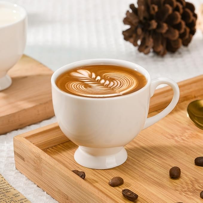 No Name No Seal Ceramic Espresso Cups Set of 2，3.3oz Demitasse Cups with Handle,Bone china coffee Mugs