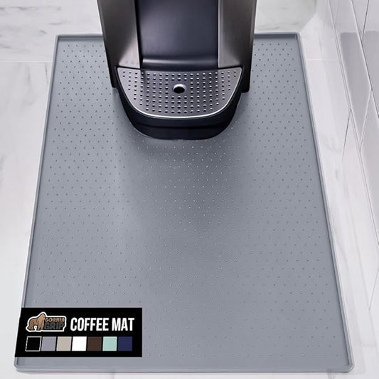 GORILLA GRIP Silicone Coffee Mat, 15x23, Espresso Machine Bar Accessories, Keep Kitchen Counters Clean, Stays in Place, Waterproof and Heat Resistant Dish Drying Mats, Home Decor Essentials, Gray