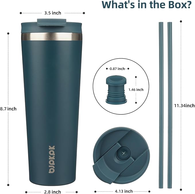 BJPKPK 26oz Stainless Steel Insulated Tumbler With lid And Straw Travel Coffee Thermal Tumblers Cup For Women And Men,Navy Blue