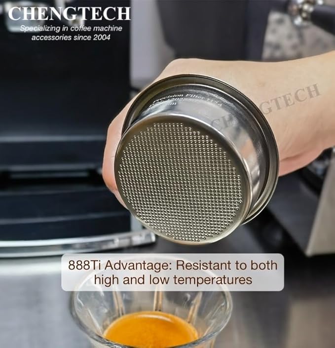 58mm 18g 888Ti Titanium Espresso Filter Basket – Precision 888 Holes, Straight-Walled Flat Bottom, Ridgeless for Balanced Extraction