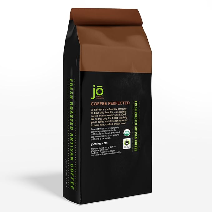 FARMERS MARKET JO: 10 oz, Organic Ground Coffee, Lighter Roast, 100% USDA Certified Organic, Fair Trade Certified, Kosher, Soft Velvet Feel, 100% Arabica Specialty Coffee, Non-GMO, Gluten Free