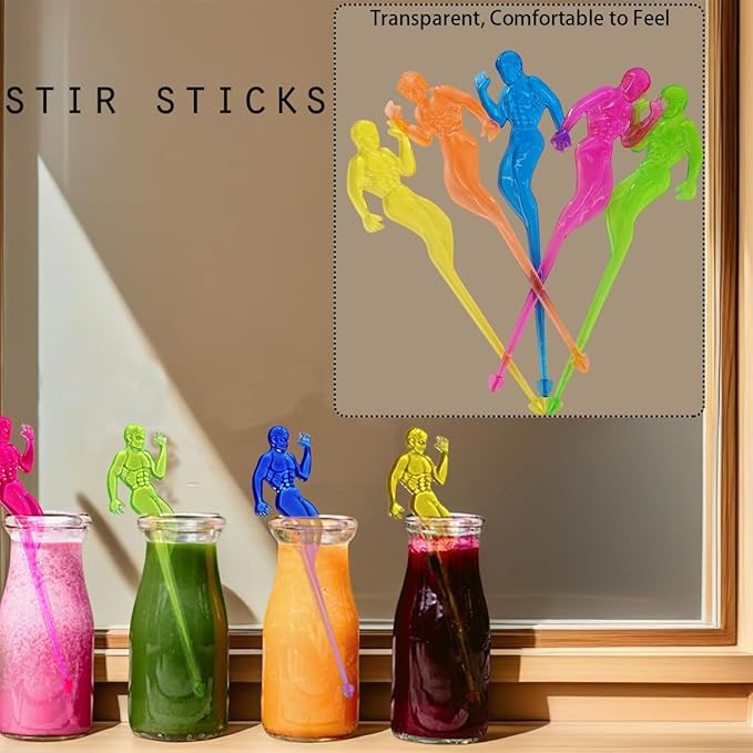 50 Pcs 5.9" Extra-Long Plastic Cocktail Swizzle Sticks, Unique Tropical Design Drink Stirrers Reusable Novelty Swizzle Sticks for Cocktails, Juices, and Party Beverages