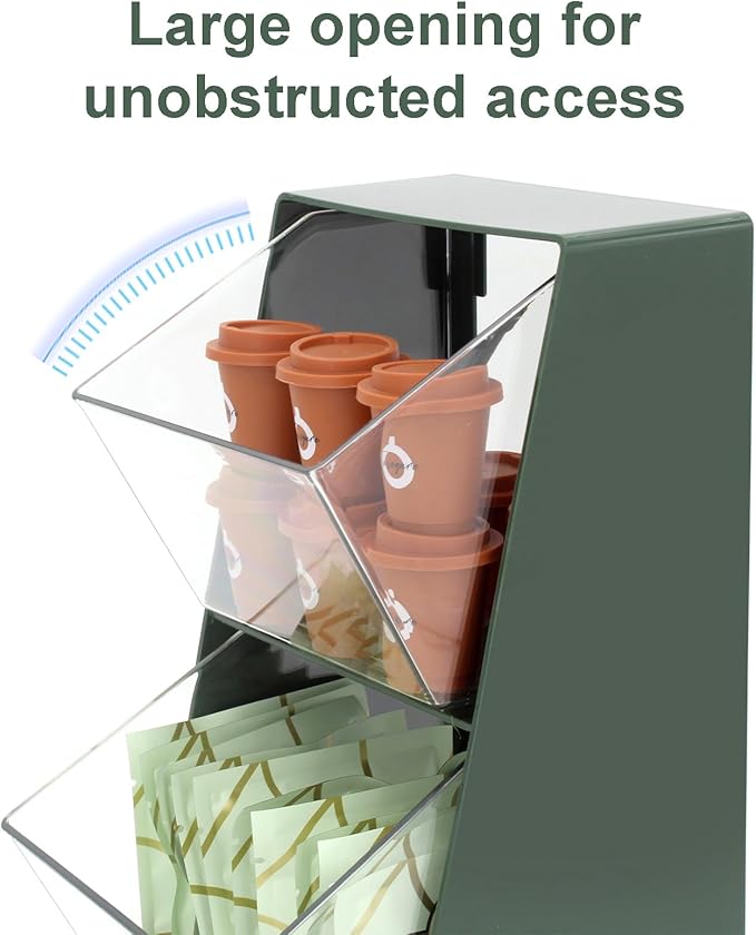 2 Pack Coffee Pod Holder K Cup Storage Organizer for Home Office Bar Countertop Organiser Storage Bins for Coffee Station Counter Container for Tea bag Sugar Creamer Filter Green