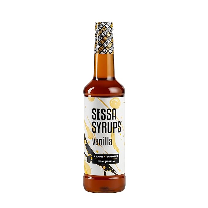 Sessa Syrups Sugar Free Vanilla Syrup - 25.4 Fl Oz -Keto-Friendly, Zero Calorie, Gluten-Free - Natural Flavoring for Coffee, Tea, Cocktails, and More