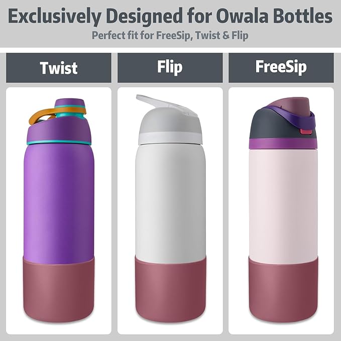 Silicone Boot for Owala 24oz Water Bottle – Anti-Slip Protective Cover, Bottle Boot, Base Cover Compatible with FreeSip, Sleeve for Stainless Steel Tumblers (Light Sorrel 24oz)