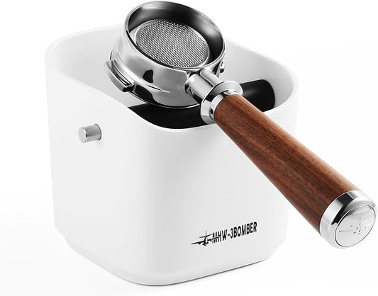 MHW-3BOMBER Espresso Knock Box, 1.2L(15 Cups) Coffee Knock Box with Removable Knock Bar and Anti-slip Pads for Espresso Puck, Coffee Ground, Durable Espresso Accessories, White GB5968W-OS