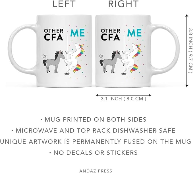 Andaz Press Funny Quirky 11oz. Ceramic Coffee Tea Mug Thank You Gift, Other CFA Certified Financial Analysts Me, Horse Unicorn, 1-Pack, Birthday Christmas Gift Ideas Coworker Him Her, Gift Box