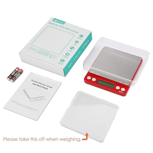 AMIR Upgraded Digital Kitchen Scale, 500g Mini Pocket Jewelry Scale, Cooking Food Scale with Back-Lit LCD Display, 2 Trays, 6 Units, Auto Off, Tare, Stainless Steel (Batteries Included)