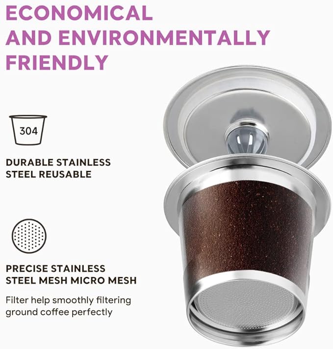 Stianless Steel Reusable K Cup Coffee Pods Compatible for K eurig 1.0 & 2.0 Coffee Maker Refillable K-eurig Coffee Filter with Replacement Rubber O-rings