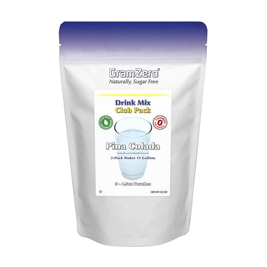 GramZero Pina Colada Zero Calorie Sugar Free Drink Mix, Great For Nutrition Club Loaded Teas, Stevia Sweetened