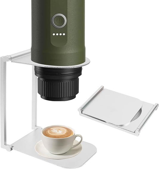 Stand Compatible with Outin Nano – Portable Foldable Coffee Maker Stand with Base, Espresso Machine Holder for Home, Desk, and Travel (Silver)