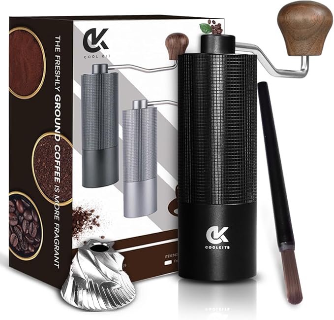 Ultra Black Manual Coffee Grinder with 30g Capacity, Precision CNC Stainless Steel Conical Burr, Adjustable Grind Settings, Portable Hand Grinder for Home, Office, Travel & Camping