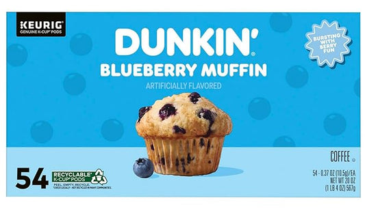 Dunkin’ Blueberry Muffin Coffee K-Cup Pods 54 Count – Medium Roast, Limited Edition