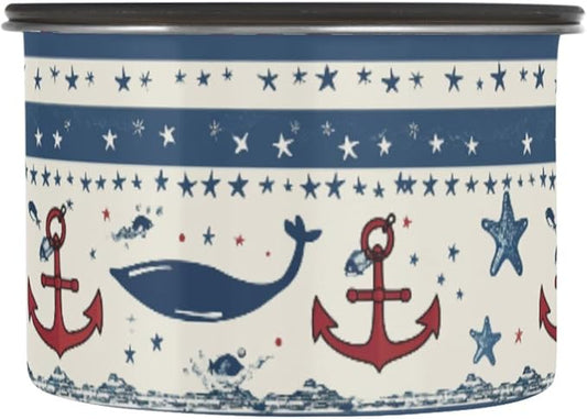 ALAZA Sailboat Anchor Stars Stripe Airtight Coffee Bean Canister 900ml Food Storage Containers with Lids For Gournd, Tea, Sugar, Flour, Rice, Cereal, Candy Cookie Jar