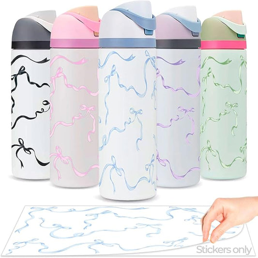 Bows Stickers for Custom Owala Accessories - Cute Tumbler Decals, Fits 24oz Urban Outfitters Owala Bottles (Bubble Bliss Bow, Blue)