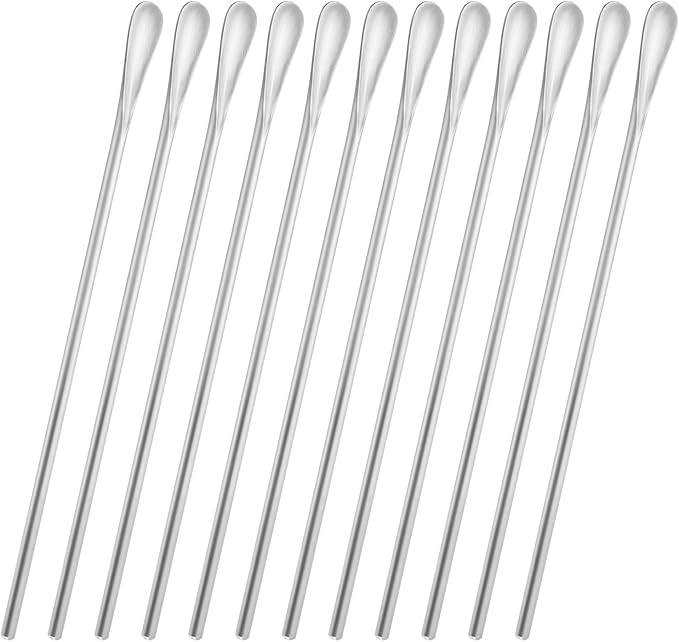 12-Pack 8.5" / 21.8cm Stainless Steel Long Handle Stirring & Mixing Spoon – Reusable Bar Tool for Coffee, Tea, Iced Drinks & Cocktails