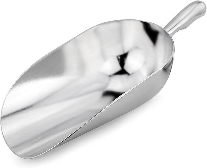 New Star Foodservice 34561 One-Piece Cast Aluminum Round Bottom Bar Ice Flour Utility Scoop, 38-Ounce, Silver (Hand Wash Only)