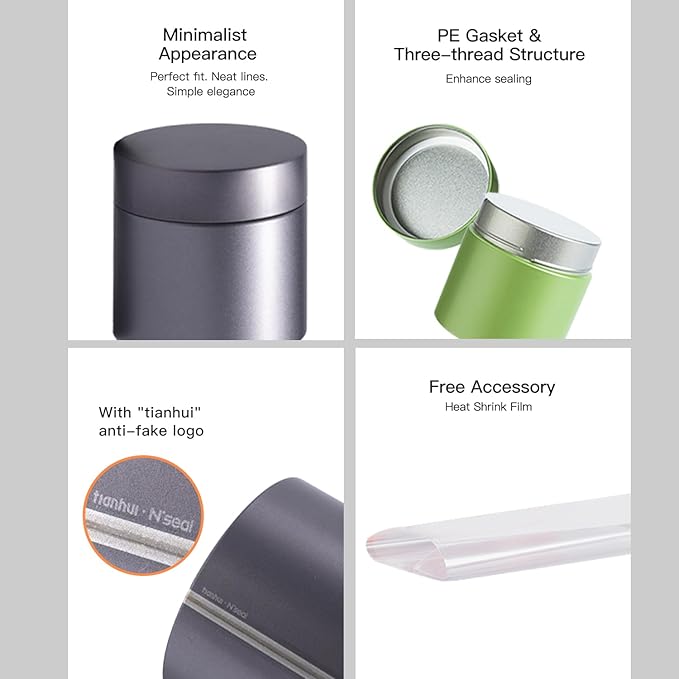 3 Packs Tea Tin Canister for Loose Tea Metal Tea Canister 9 oz 15 oz Round Tin Can for Coffee Beans Tea Container for Kitchen Storage Sugar Matcha Spice Powder (Black, L_2.95x4.92)