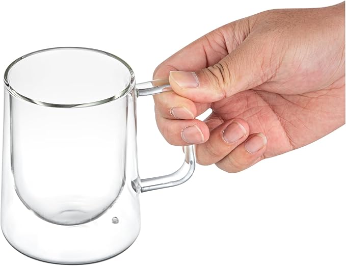 Restaurantware Glass Espresso Cups 12 Count 10 Ounces Borosilicate Double Wall Glass Coffee Mugs Insulated Clear Tea Drinkware for Hot or Cold Beverages