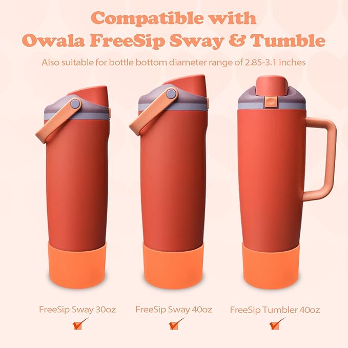 Silicone Boot for Owala 30oz & 40oz FreeSip Sway Bottles & Tumblers - Non-Slip, Scratch-Resistant, Stability Enhancer, Available in 12 Colors (Terracotta Sunset)