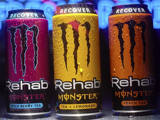 Monster Energy Rehab LPWBT, Variety Pack, Energy Iced Tea, 15.5 Ounce | Pack of 15
