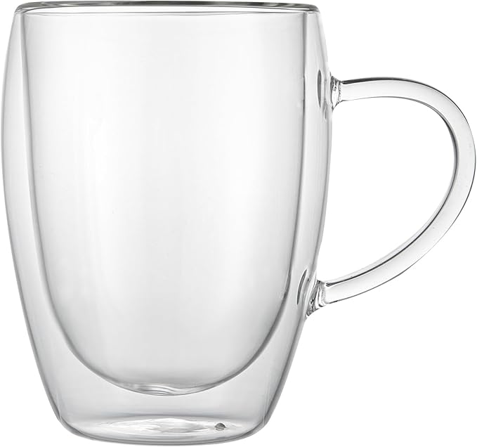 Restaurantware Glass Espresso Cups 12 Count 12 Ounces Borosilicate Double Wall Glass Coffee Mugs Insulated Clear Tea Drinkware for Hot or Cold Beverages