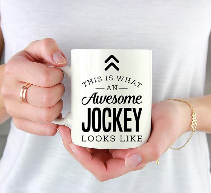 Andaz Press 11oz. Ceramic Coffee Tea Mug Thank You Gift, This is What an Awesome Jockey Looks Like, 1-Pack, Birthday Christmas Gift Ideas Coworker Him Her, Includes Gift Box