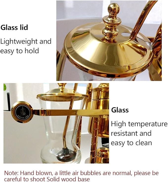 Siphon Coffee Maker Kit, 400ML/13.5Oz Belgian/Belgium Family Balance Syphon Coffee & Tea Brewer Elegant Double Ridged Fulcrum with Tee Handle