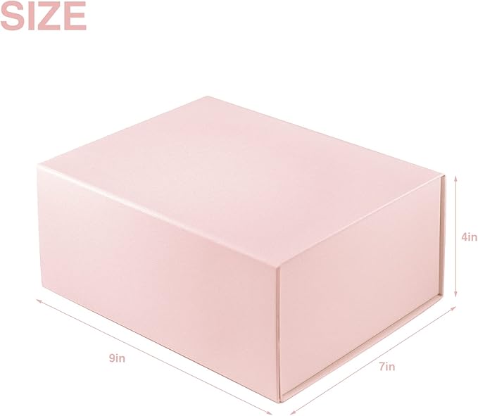 MOYEUPAC Pink Gift Box,9" X 7" X 4" with Ribbon for Presents Magnetic Closure Gift Packaging for Birthday,Valentine's Day,Mother's Day