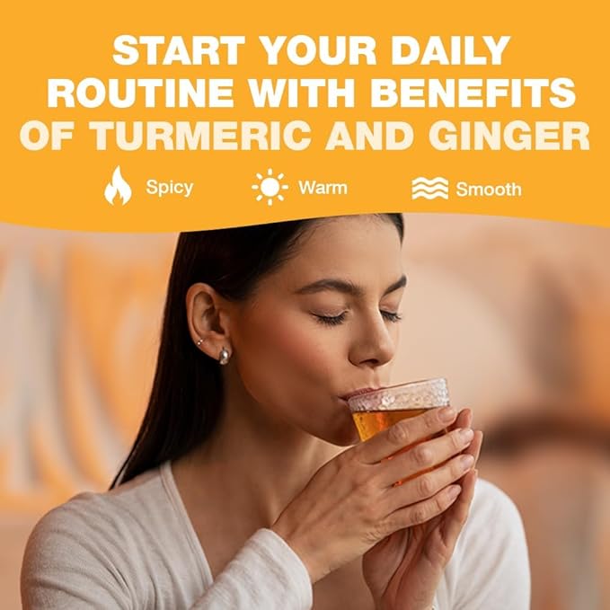 HANDPICK, Organic Turmeric Ginger Tea (100 Tea Bags) | Indian Origin | Caffeine Free, Gluten Free, Non-GMO | Savory & Spicy I Ecofriendly round tea bags