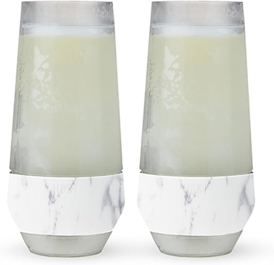 Host Champagne Freeze Stemless Chilling Wine Glasses, 9oz Set of 2, Freezer Cooling Cups, Insulated Flute Gifts for Women, For Mimosas, Prosecco and Bubbly, Marble