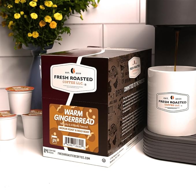 Fresh Roasted Coffee, Warm Gingerbread, Flavored Coffee Pods, K-Cup Compatible, 24 Count